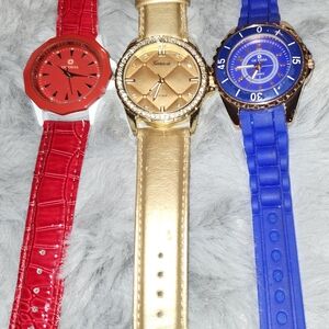 Fashion Watches Bundle 2-Red, Gold, and Blue Watches